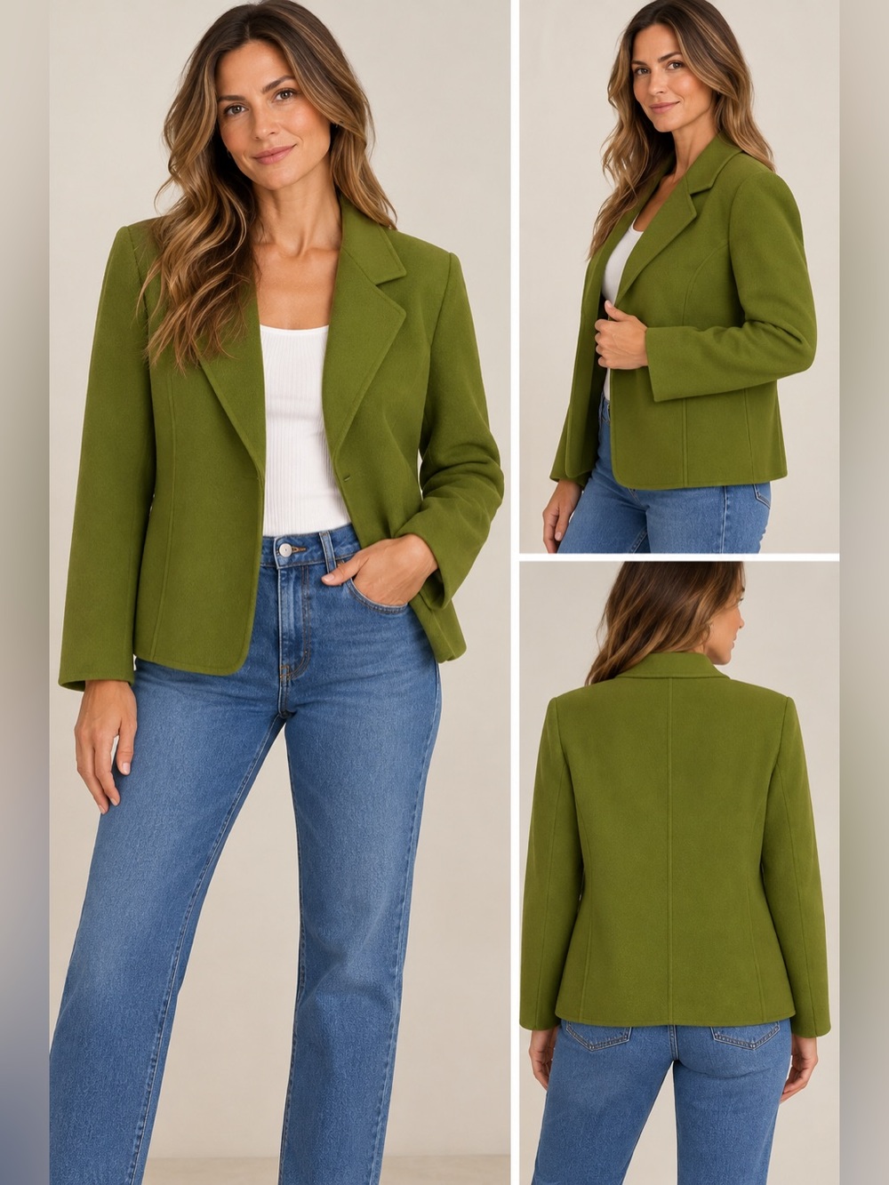 Ellen Tracy 16 wool forest green open front coat